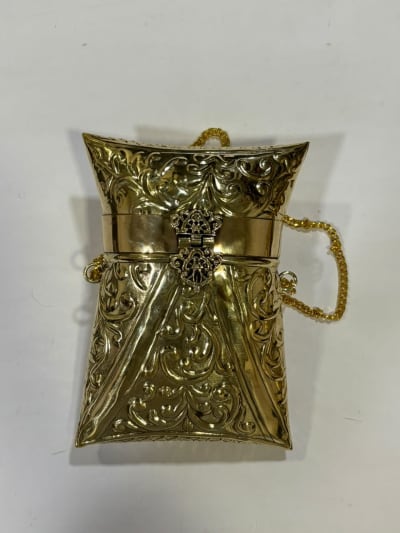 Silver Brass Clutch With Chain thumbnail 4