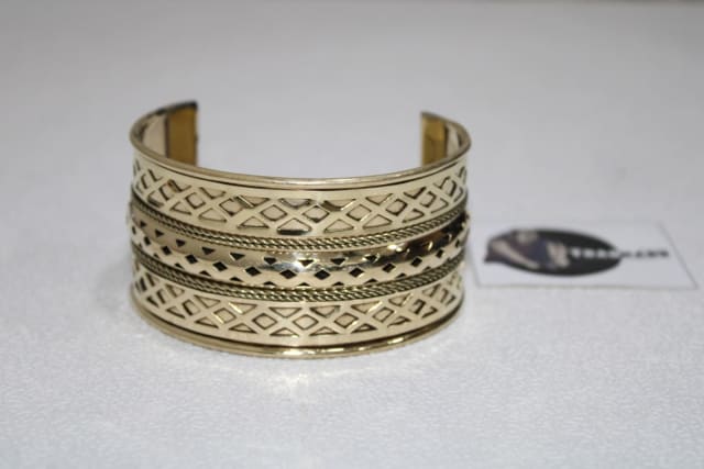 Handmade Floral Cut-Out Design In Brass Cuff in Brass manufactured in India