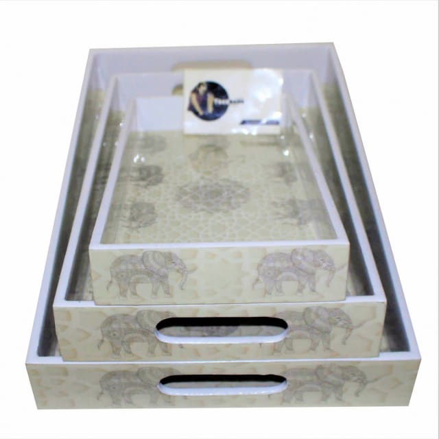 Handmade Printed & Enamel Coated Serving Tray in MDF & Enamel Paint manufactured in India