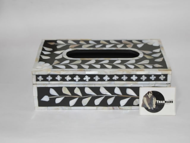 Handmade Premium Mother Of Pearl Inlay Tissue Box in Mother Of Pearl manufactured in India