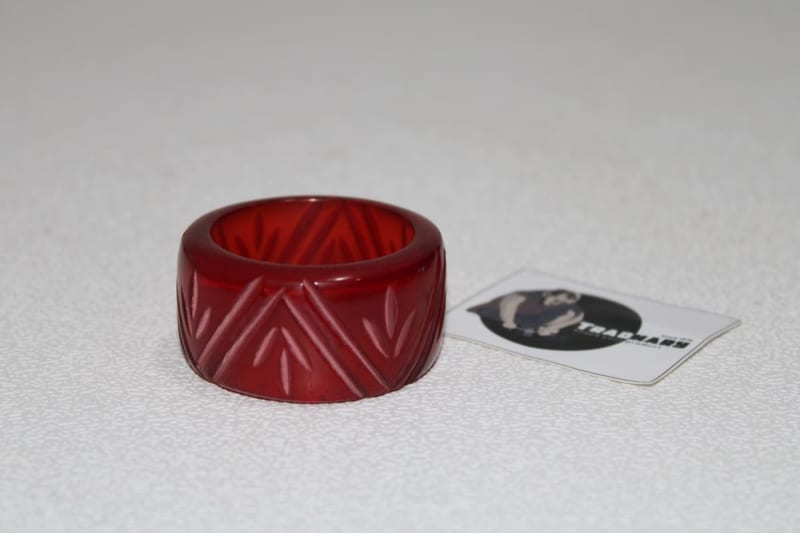 Carved Red Resin Napkin Ring — Resin