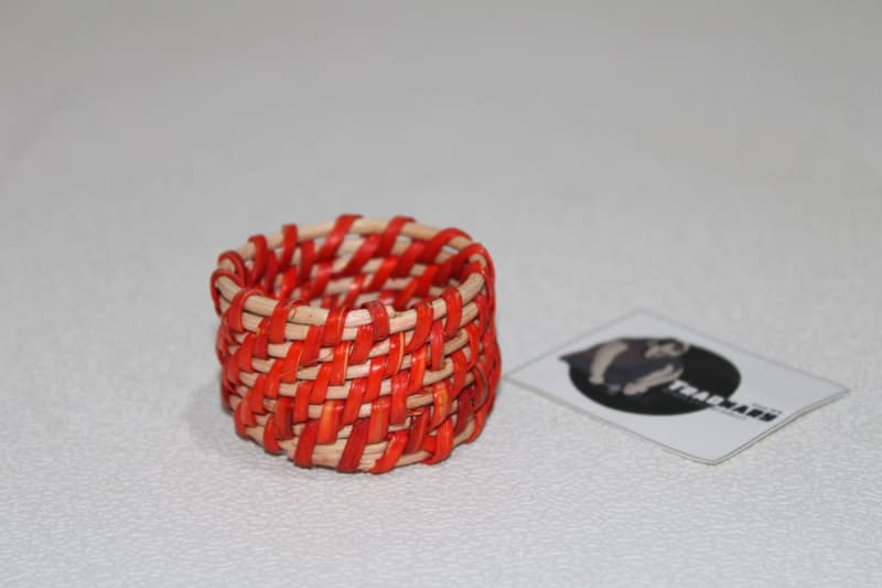 Rattan Napkin Ring In Red And Natural Color — Rattan