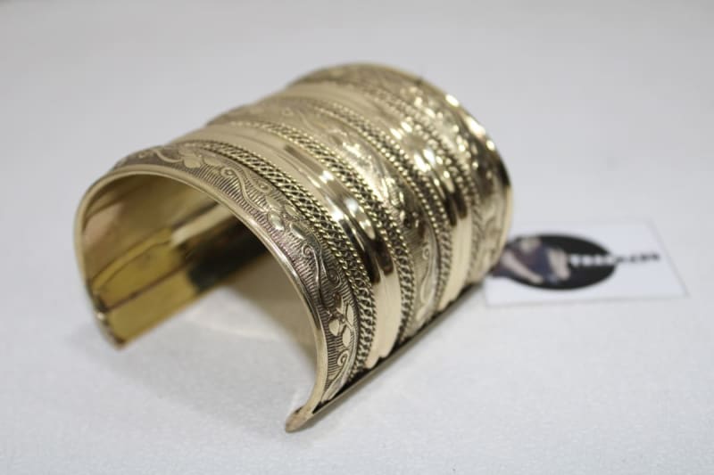 Wide Brass Engraved Cuff — Brass