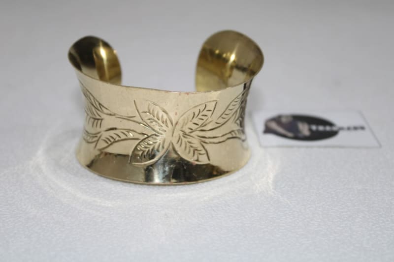 Leaves Designed Brass Cuff — Brass