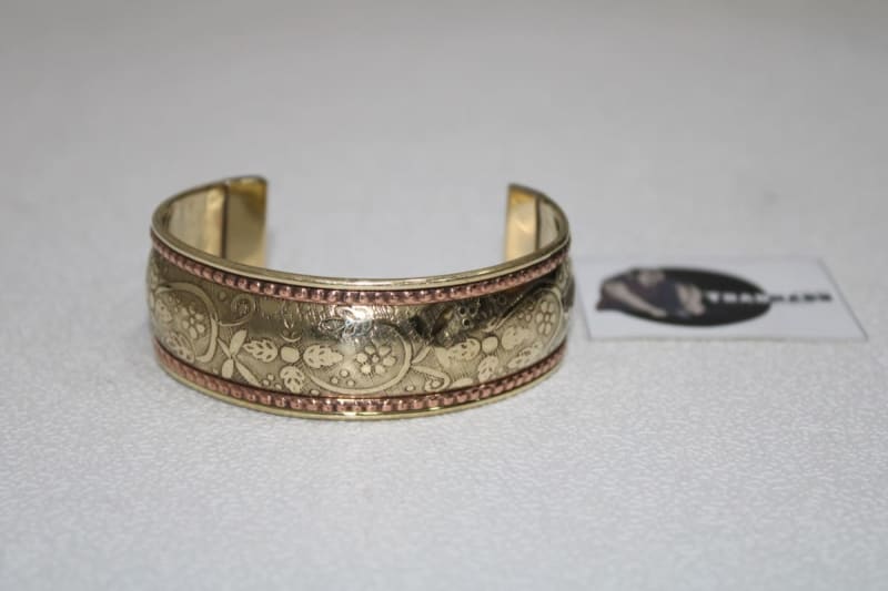 Dual Copper Bending Design And Engraved Brass Cuff — Brass