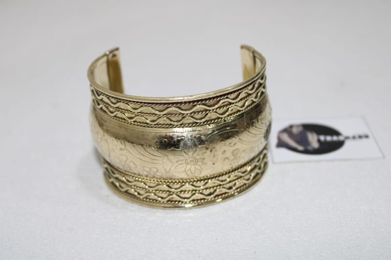 Engraved And Six Rope Design Brass Cuff — Brass