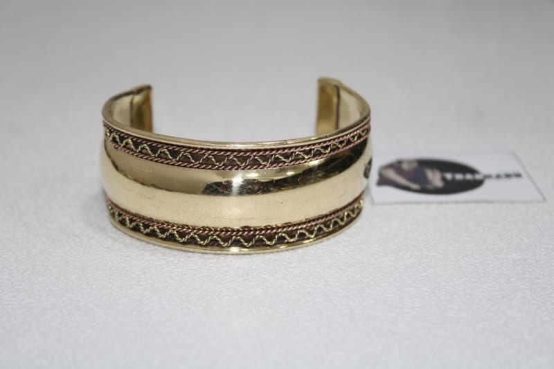 Simple Brass Cuff With Copper Rope