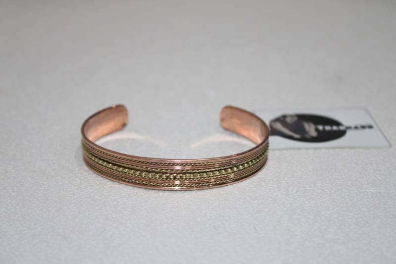 Copper Cuff With One Thick And Four Thin Brass Rope Design — Copper