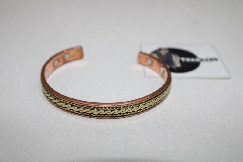Magnetic Copper Cuff With Brass Rope Design — Copper And Brass
