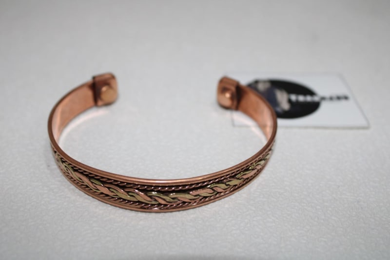 Magnetic Copper Cuff With Copper and Brass Rope Design — Copper
