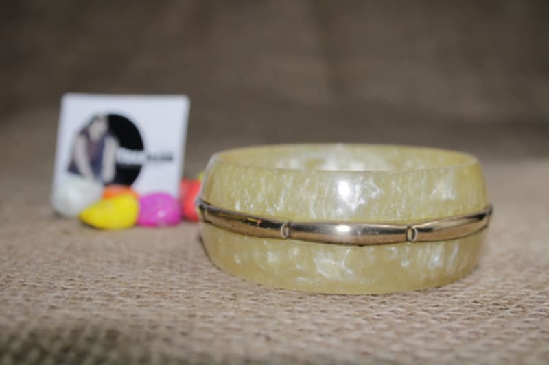 Resin Bangle With Brass Design — Resin