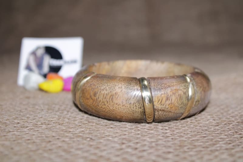 Wooden Bangle With Brass Inlay — Wood & Brass