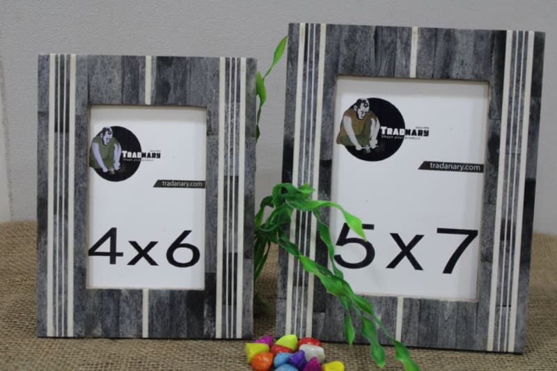 Gray Color Bone Photo Frame — Bone and Resin