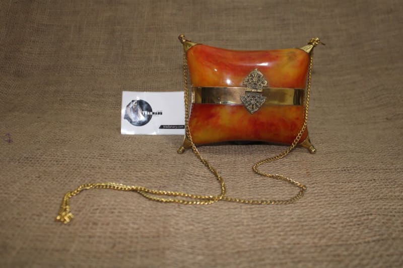 Resin and Brass Clutch Handbag — Resin & Brass