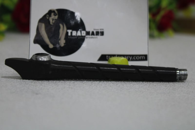 Black Wood Dokha Pipe — Wood & Metal
