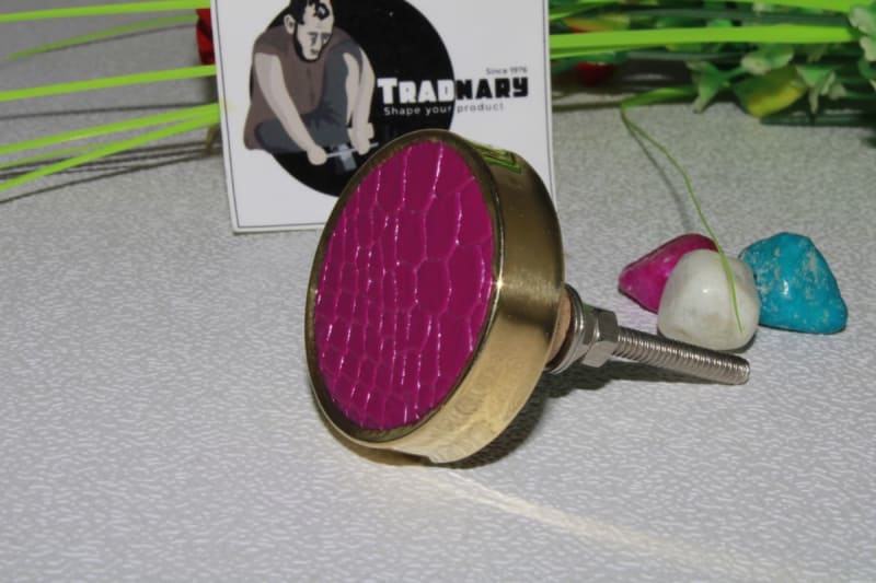 Brass & Rexine Knob — Brass & Rexine