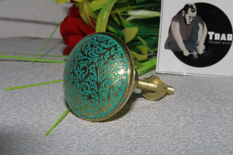 Green Brass Knob — Brass