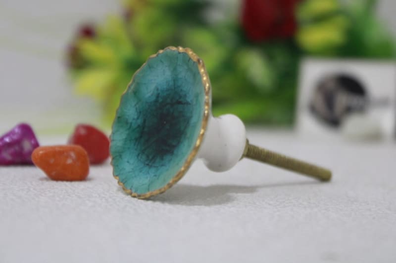 Marrakech Ceramic Knob In Golden Circle Design — Ceramic