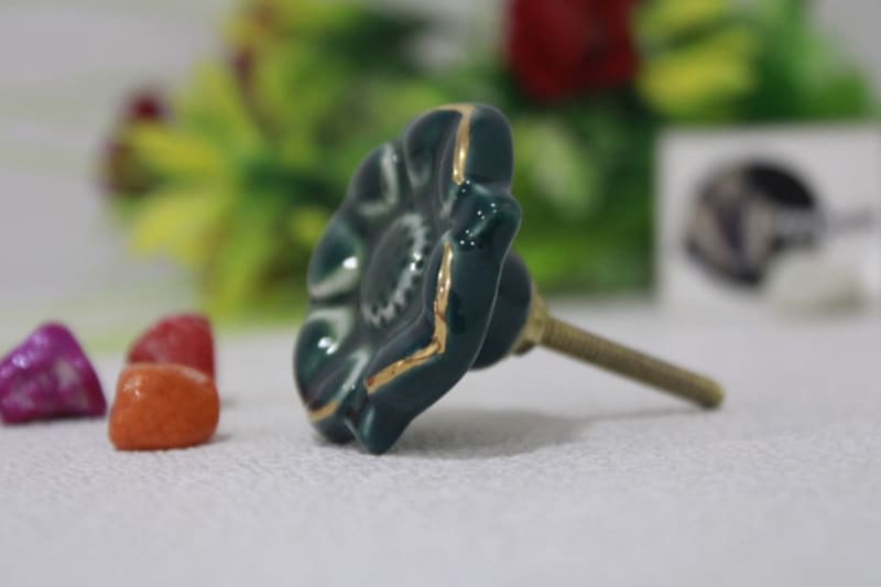Ceramic black Flower Knob — Ceramic