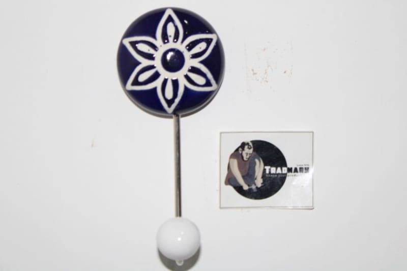 Ceramic Black Wall Hook In Printed Flower Design — Ceramic 