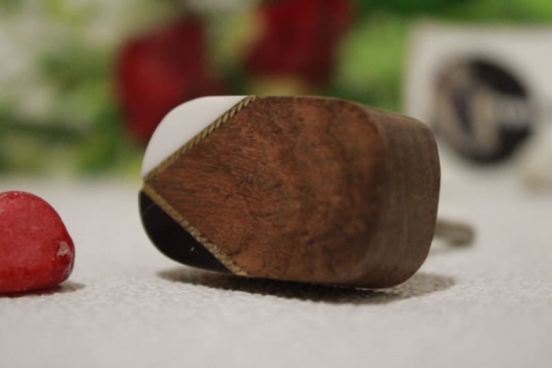 White, Black Resin & wooden Knob — RESIN & WOOD