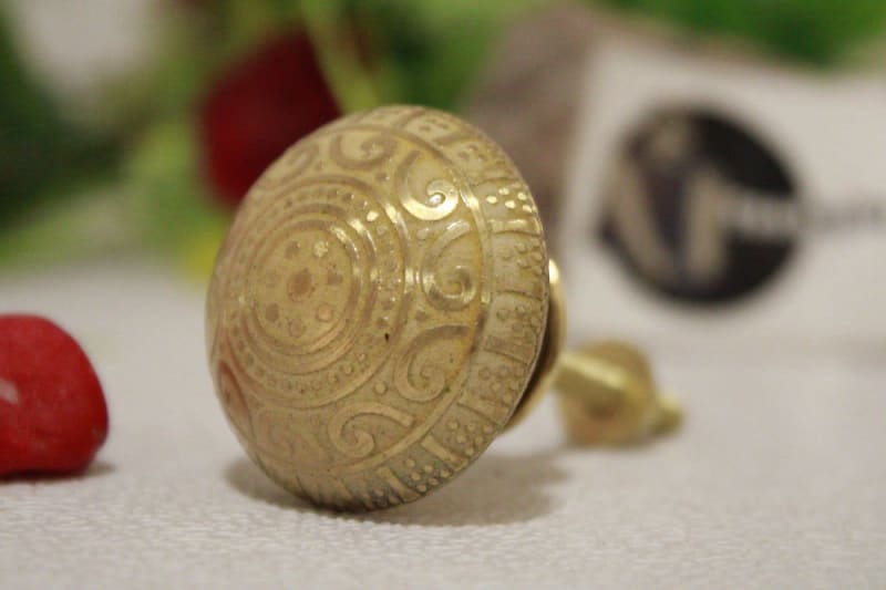 Etched Circle & Dots Design Brass Knob