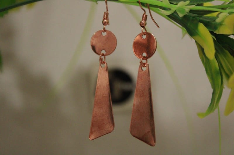 Copper Earrings In Triangle Shape — Copper