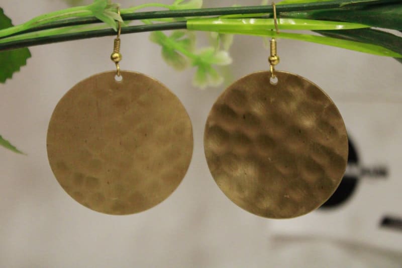 Brass Earrings In Circle Design — Brass
