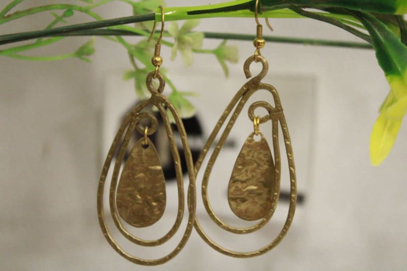 Brass Earrings In Dual Pipe Design — Brass