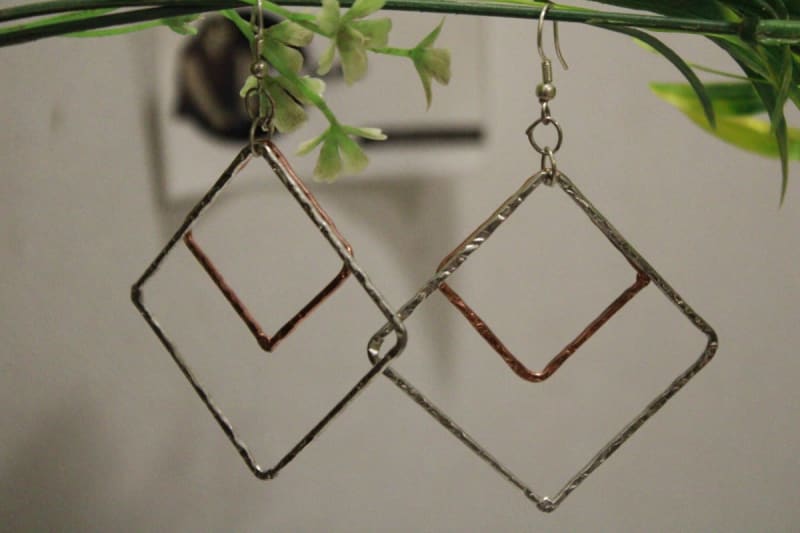 Earrings In Copper & Brass Pipe Design — Brass