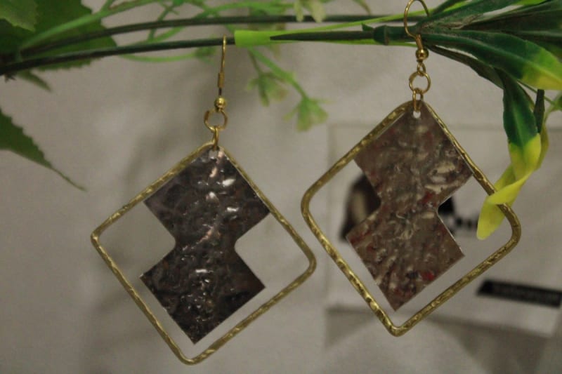 Silver Coated Earrings In Pipe Design — Brass