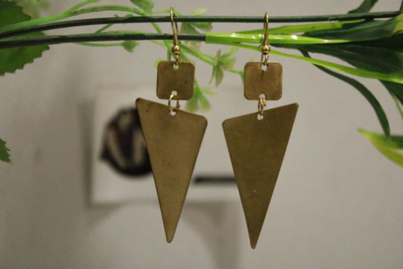 Triangle Shape Brass Earrings — Brass