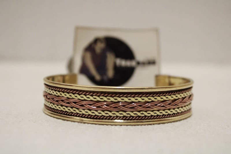Magnetic Copper Cuff With Dual Brass & Middle Copper Rope Design — Copper