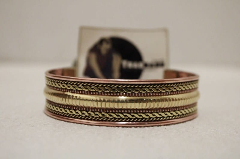 Magnetic Copper Cuff With Dual & Middle Wide Brass Rope Design — Copper