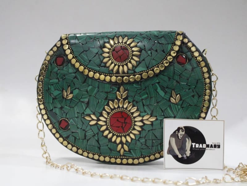 CLUTCH HANDBAG IN FOREST GREEN COLOR