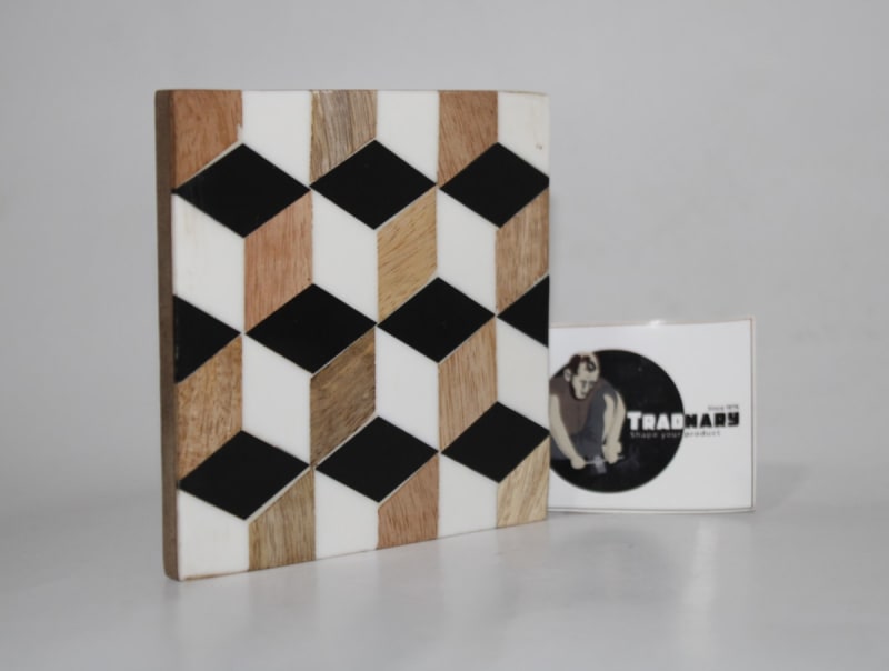 RESIN INLAY COASTER IN 3D CUBE DESIGN — RESIN & MDF