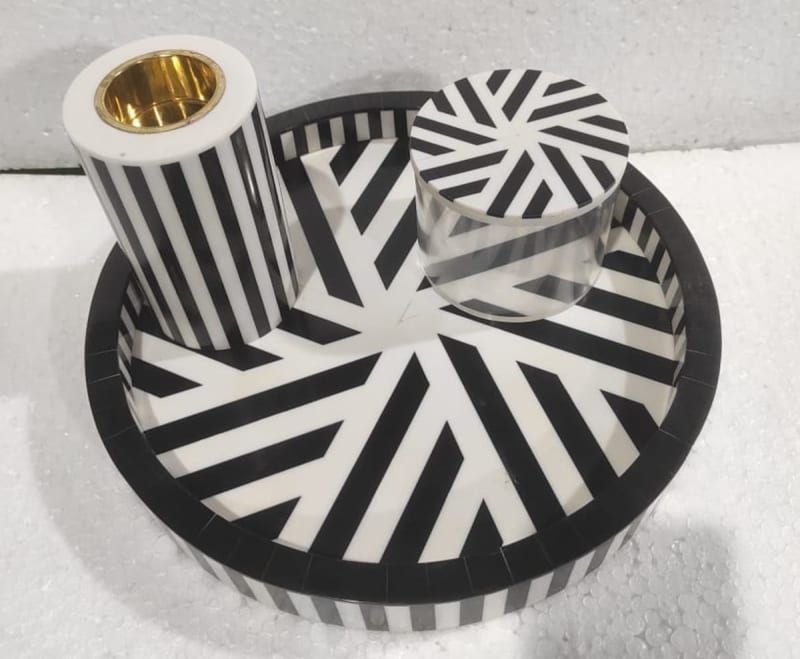 Round Arabian Incense Burner Tray Set — Resin