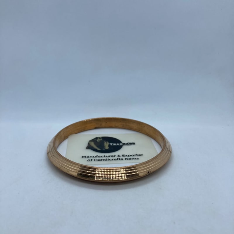 Copper V-Shaped Bangle With Triple Lines Design
