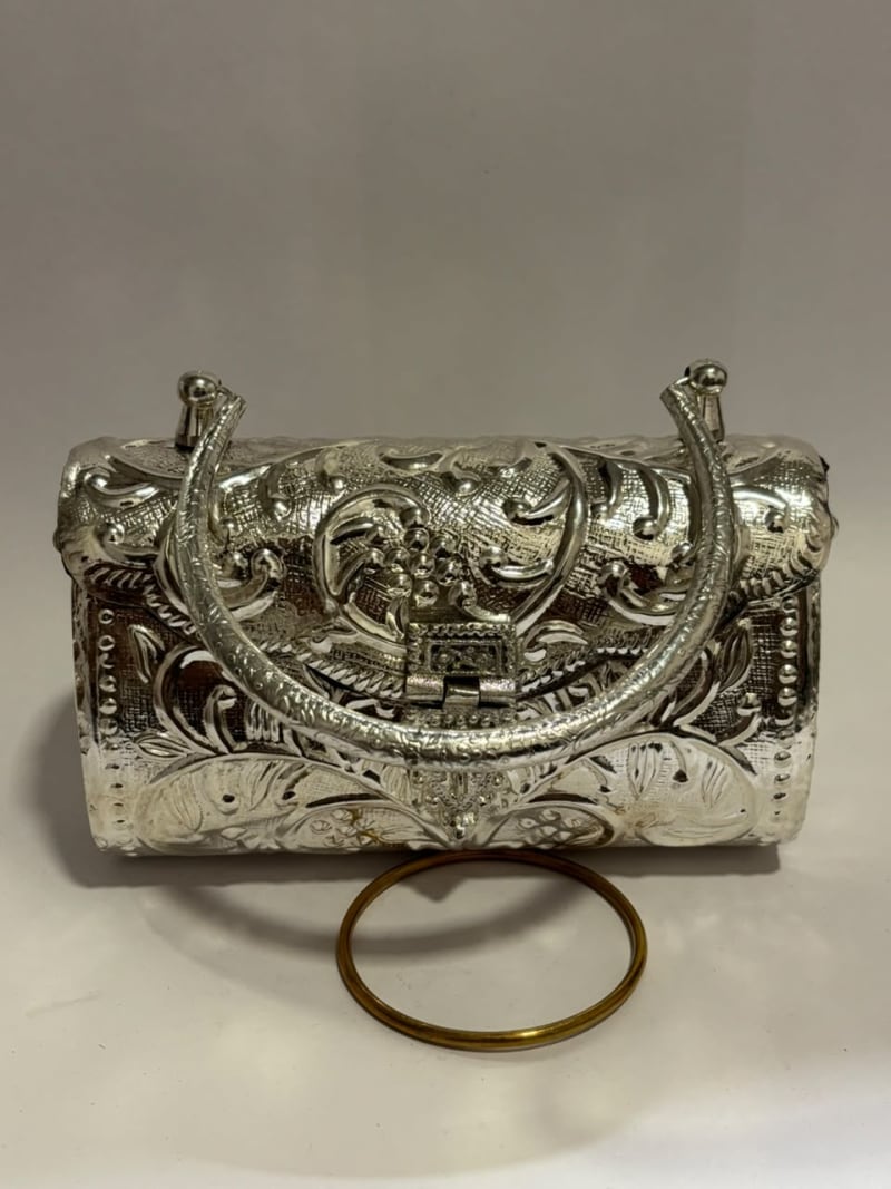 Silver Handle Brass Clutch — Brass
