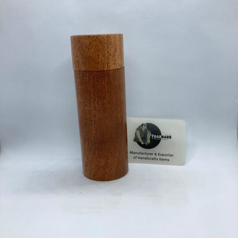 Handmade Round Wooden Attar Box in Acacia Wood
