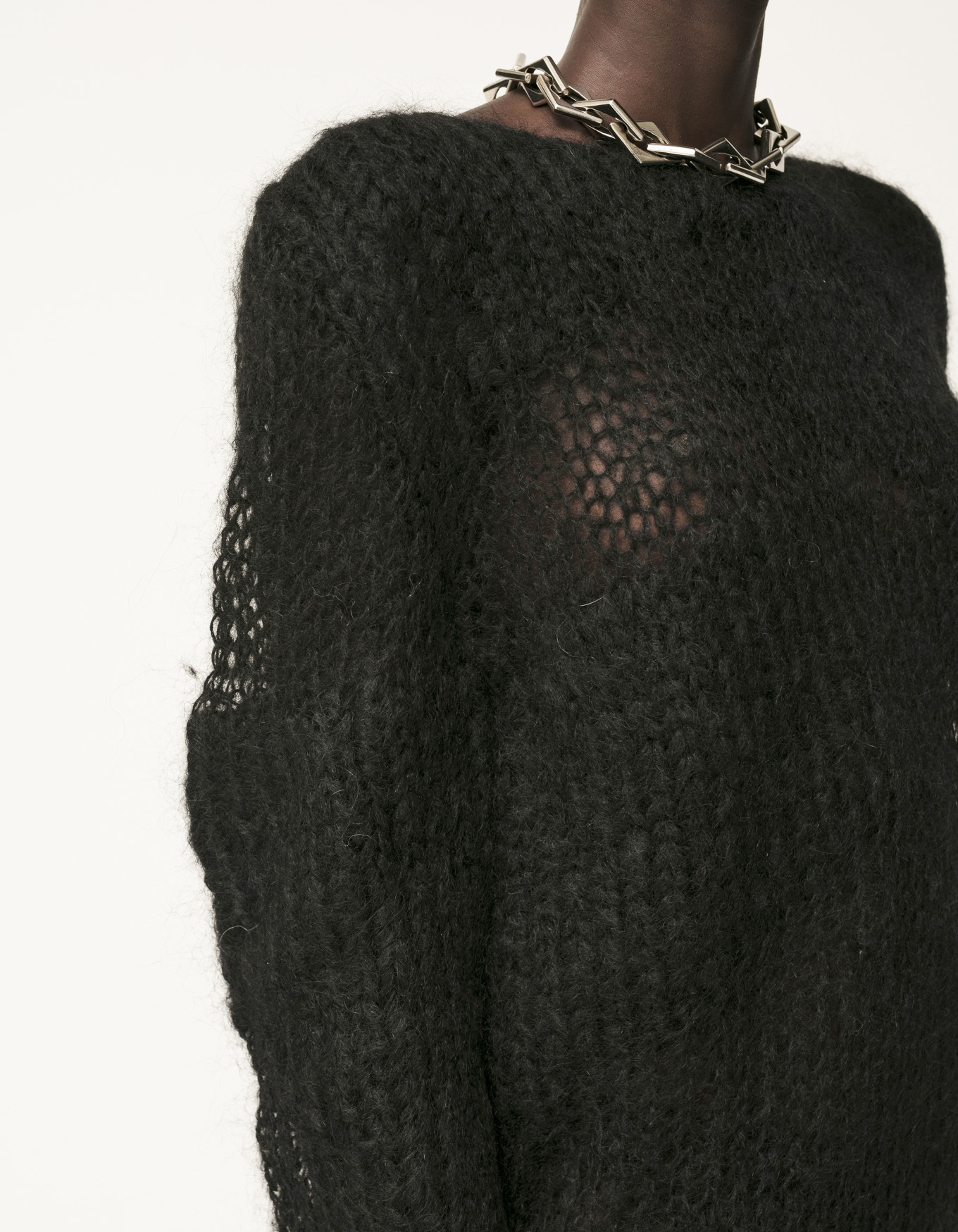 Hand Knit Mohair Long Sleeve, Black image number 3