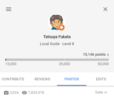 Google ローカルガイドのレベルが8になりました!
