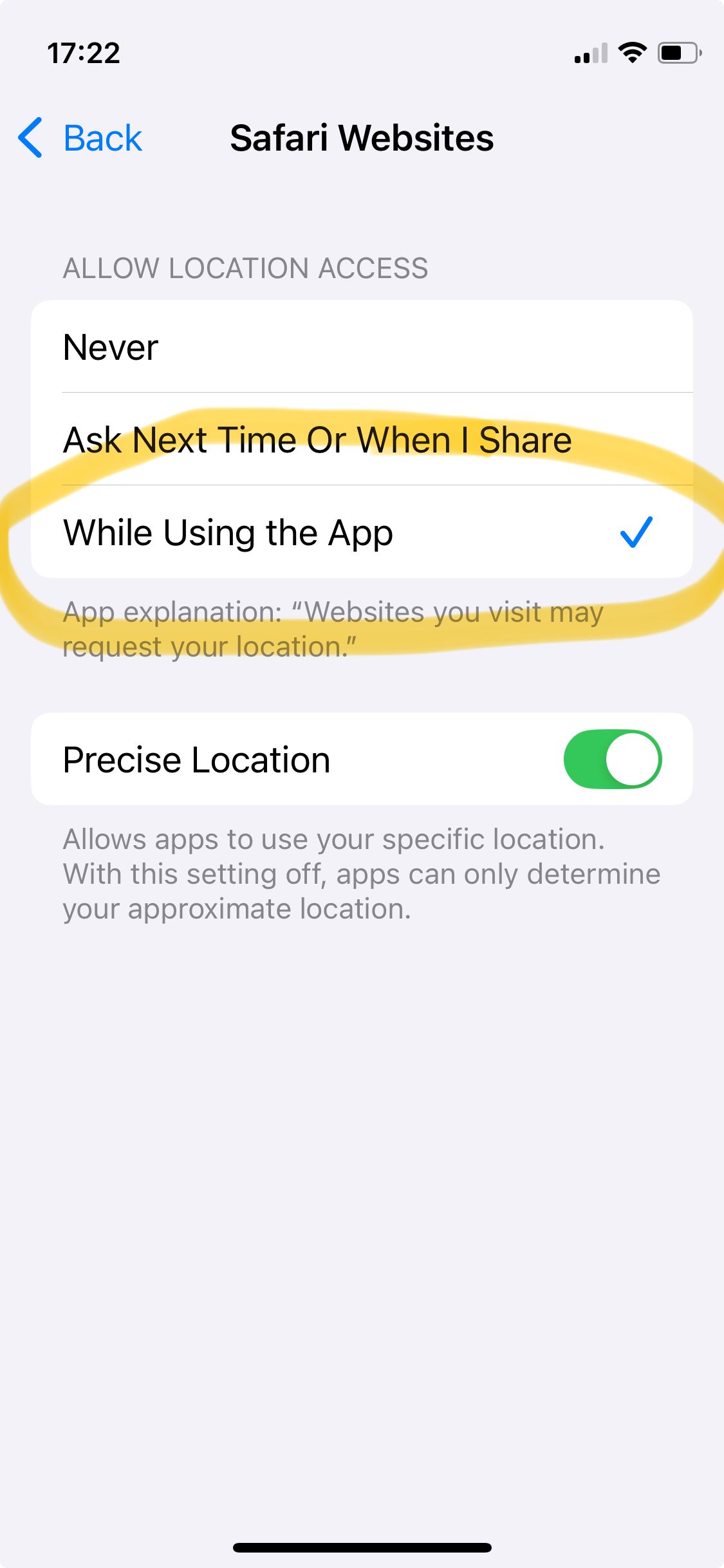 While Using the App