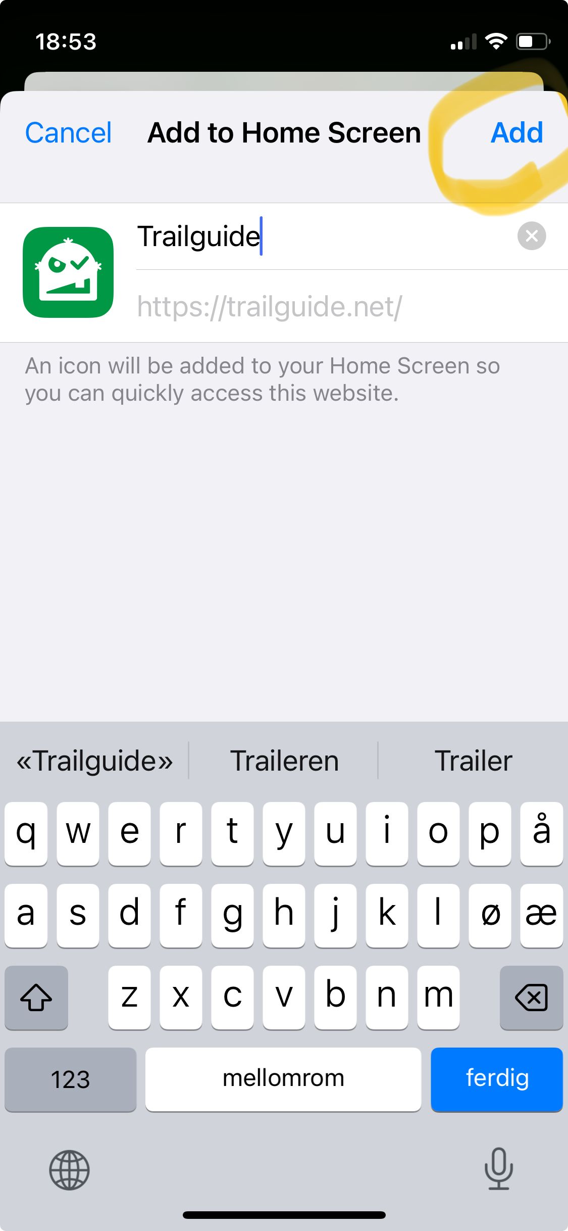Click the Add label in the top right corner