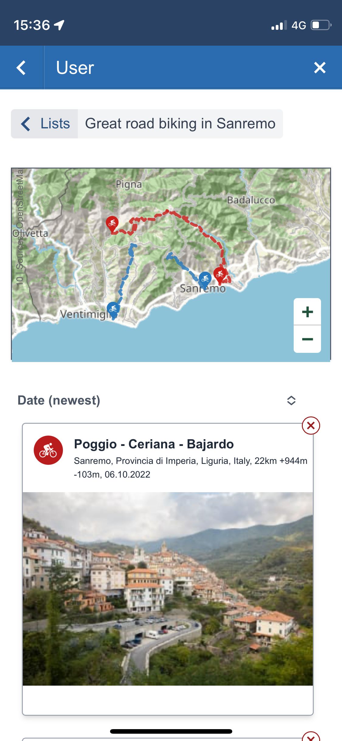 A list gives you a nice overview of the chosen trails