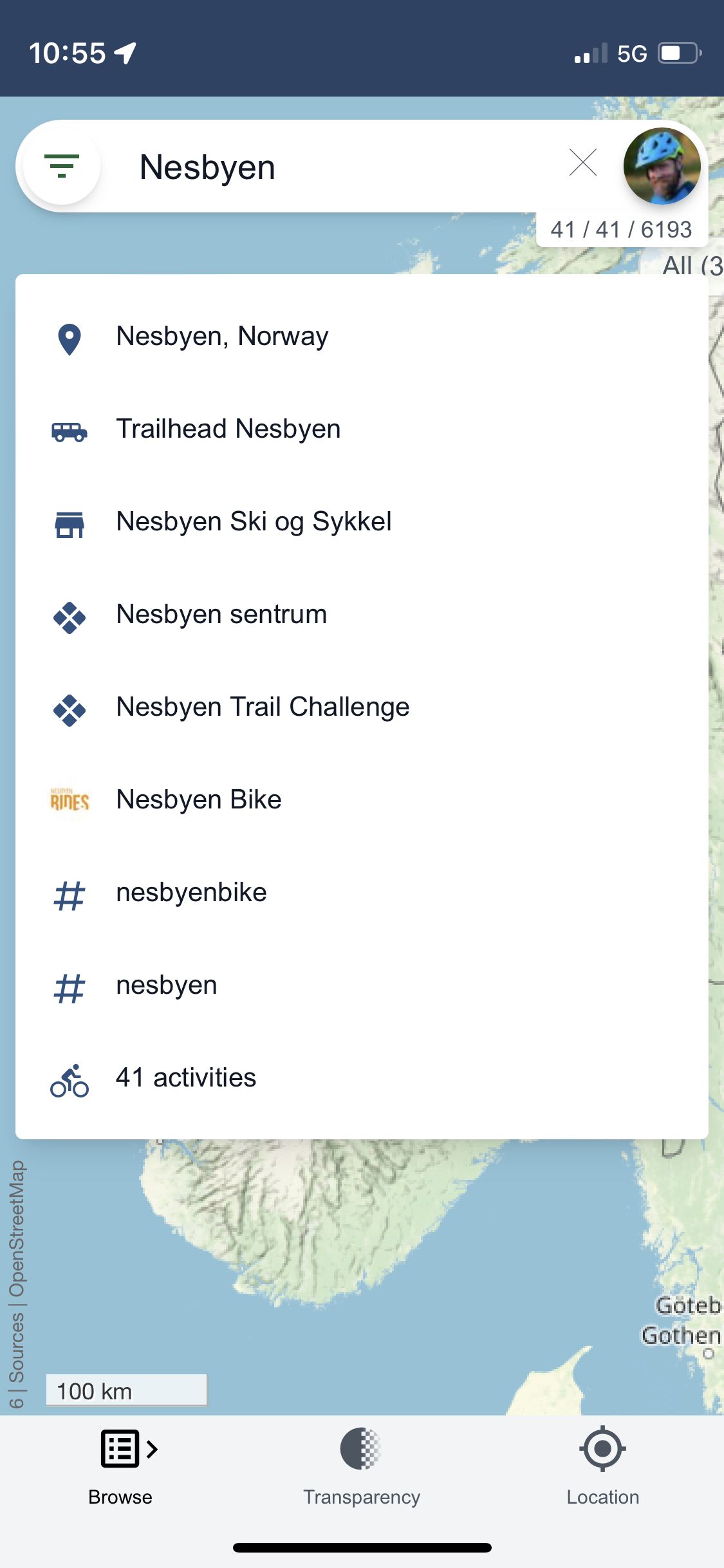 Search for places, trails, users and destinations