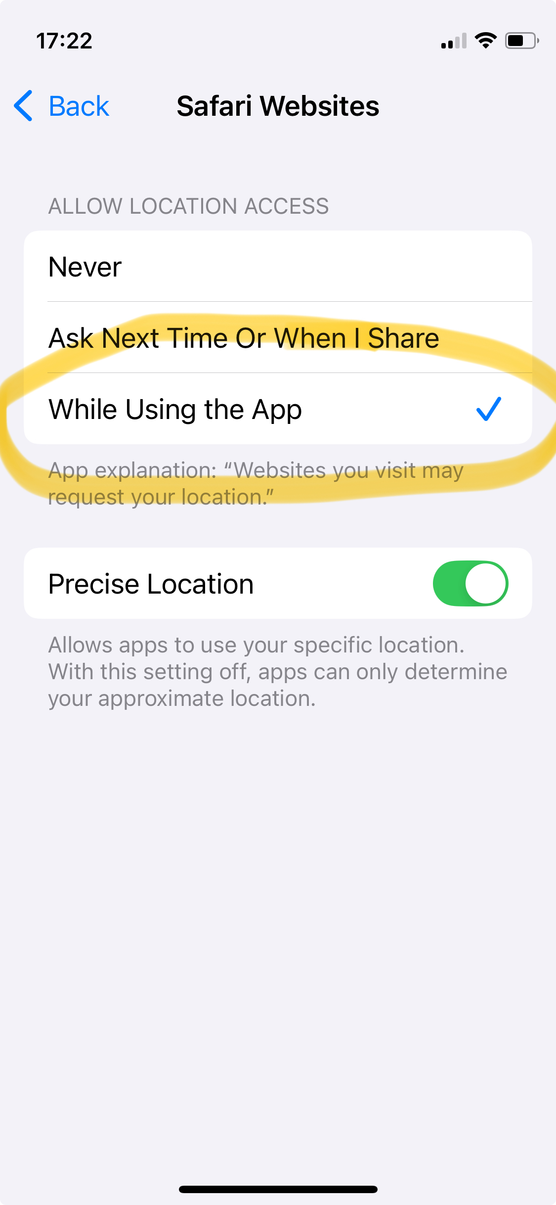 While Using the App