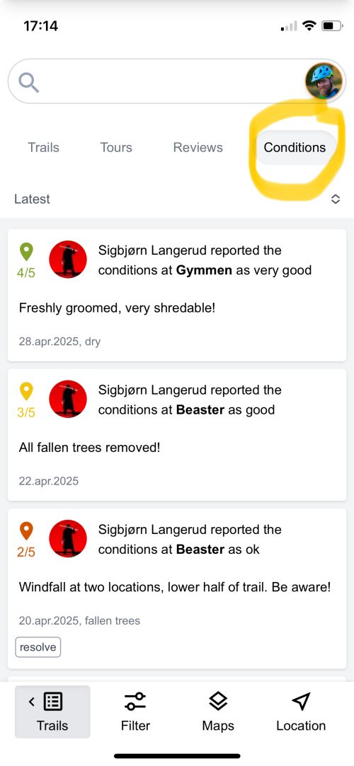 Browse condition reports