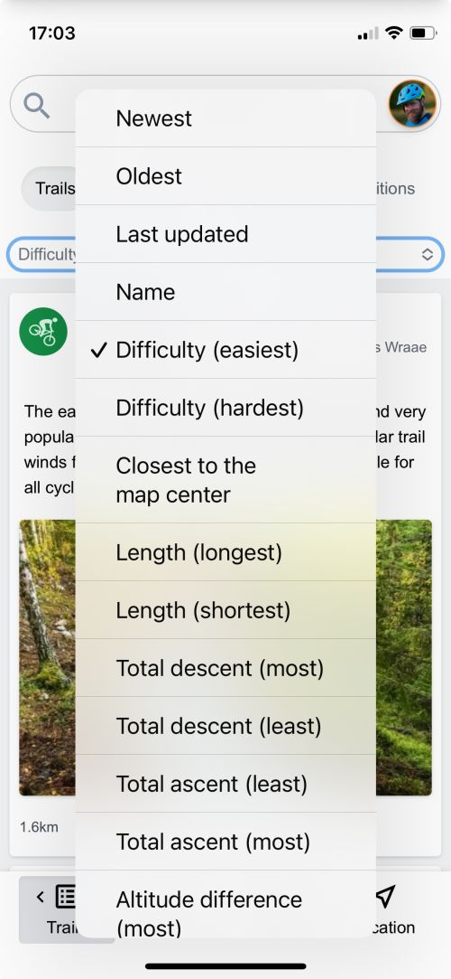 Sort trails