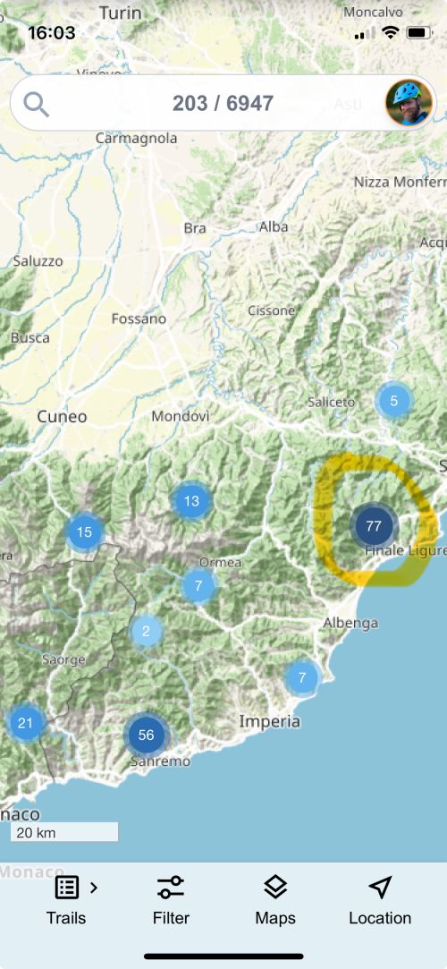 Trail clustering in Finale Ligure